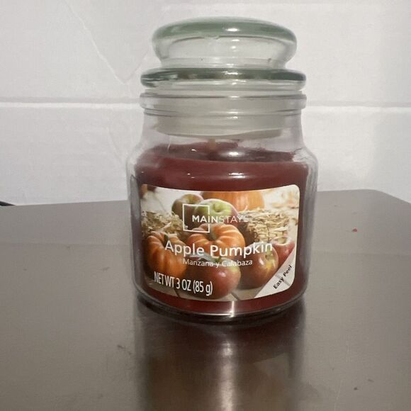 Apple Pumpkin 3 oz Small JAR CANDLE Mainstays SOY WAX Single Wick Candle‎ - Picture 1 of 4